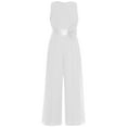 thumbnail image 4 of Raenseen Girls Sleeveless Formal Jumpsuit Chiffon Ruched Party Romper Overalls Holiday Playsuit Age 8-16 Years Ivory 8, 4 of 7