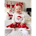 thumbnail image 6 of Loicainy Infant Baby Girl Christmas Outfit 3 6 12 18 Months Long Sleeve Romper Santa Print Pants Headband, 6 of 9