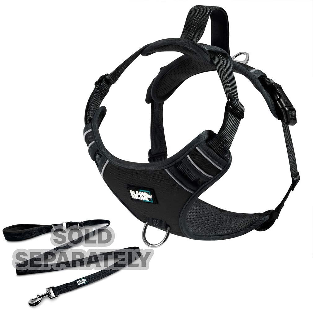 BLACK RHINO Comfort Dog Harness Reflective (Large, Black/Bl)
