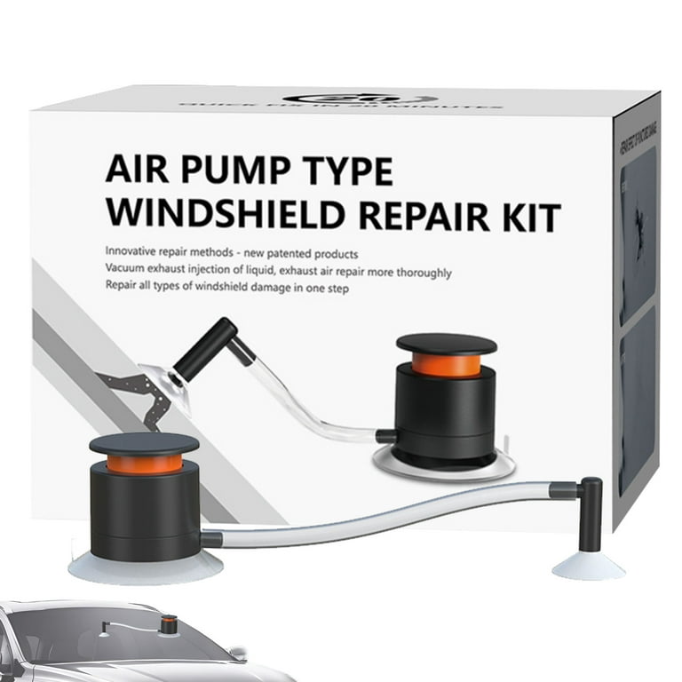 Q&Q Basics 5pc Car Windshield Glass Repair Kit Tools Fix Auto Car Windows Chip Crack Filler, Clear