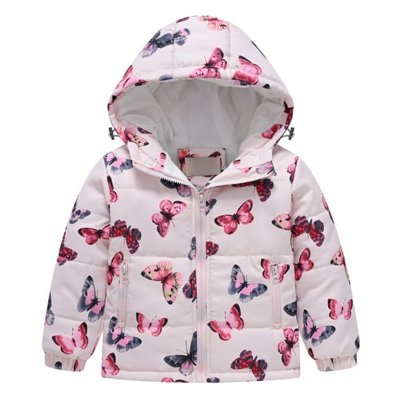 Generic Baby Snowsuit Windproof Toddler Boys Girls Winter Hooded Cartoon Printed Top Long Sleeve Zipper Padded Thick Jacket with Pockets(B,3-4 Years)