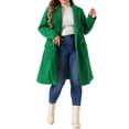 thumbnail image 2 of Abrigos de invierno largos para mujeres de tallas grandes Agnes Orinda, con solapa de muesca, de doble botonadura, tipo trench, 2X, verde, 2 of 6