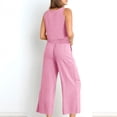 thumbnail image 6 of lmcalzta Linen Set for Women Sleeveless Square Neck Tank Top High Waisted Wide Leg Pants Casual 2 Piece Outfits, 6 of 8