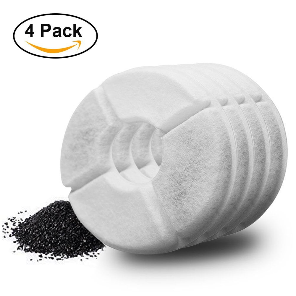 Qiilu 4pcs Water Fountain Filters Replacement Chip,Premium Cotton Activated Carbon Pet Water Filter 