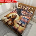 thumbnail image 2 of Lotusprinthandmade America Flag Eagle Jesus Quilt Bedding Set (White Binding) 5 Sizes (Made in Vietnam) (90x100), Jesus Christian Quilt Bedding Set, 2 of 5