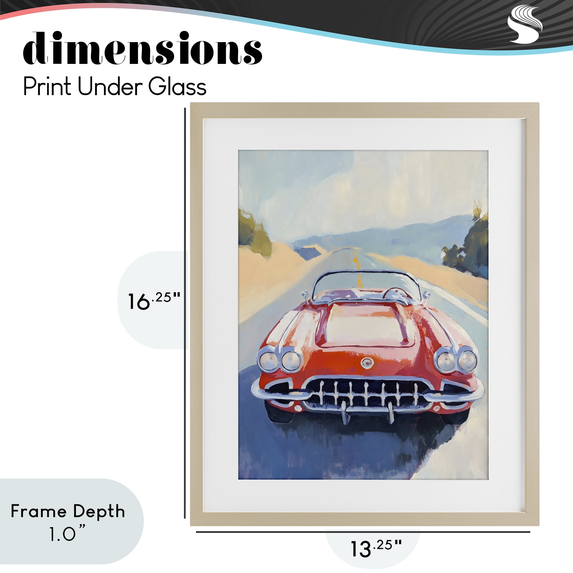 Stupell Industries Red Sports Car on Journey Birch Framed Print Under Glass, design by The Prints Vibe