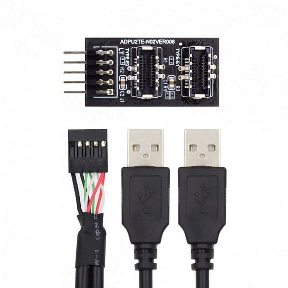 FVH Dual USB 3.1 Front Panel Socket Key-A Type-E to USB 2.0 Type-A 9Pin 10Pin Mainboard Header Male Cable Extension Adapter