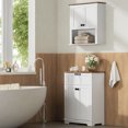 thumbnail image 3 of WAMPAT Bathroom Floating Cabinet with Doors, White Wood Wall Mounted Cupboard Over the Toilet with Adjustable Storage Shelf and Open Cottage Collection for Living Room, Kitchen, Entryway, 3 of 8