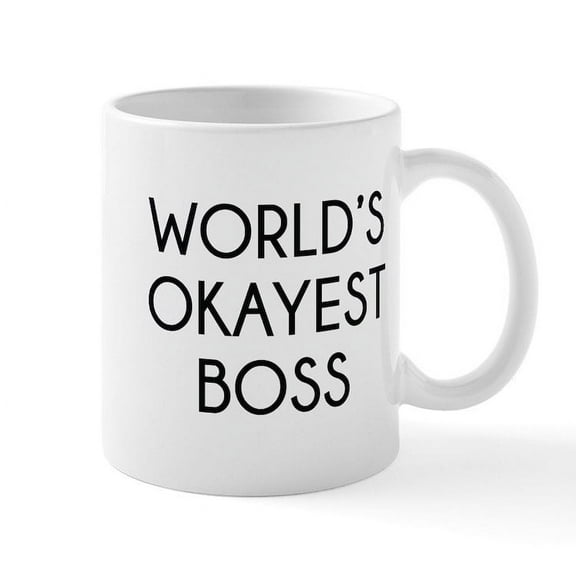 CafePress - World's Okayest Boss Mug - 11 oz Ceramic Mug - Novelty Coffee Tea Cup