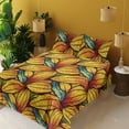 thumbnail image 2 of Ambesonne Botanical Fitted & Flat Sheet with Shams 4 Pcs Set, Autumn Leaves Repeated, Queen, Mustard and Vermilion, 2 of 5