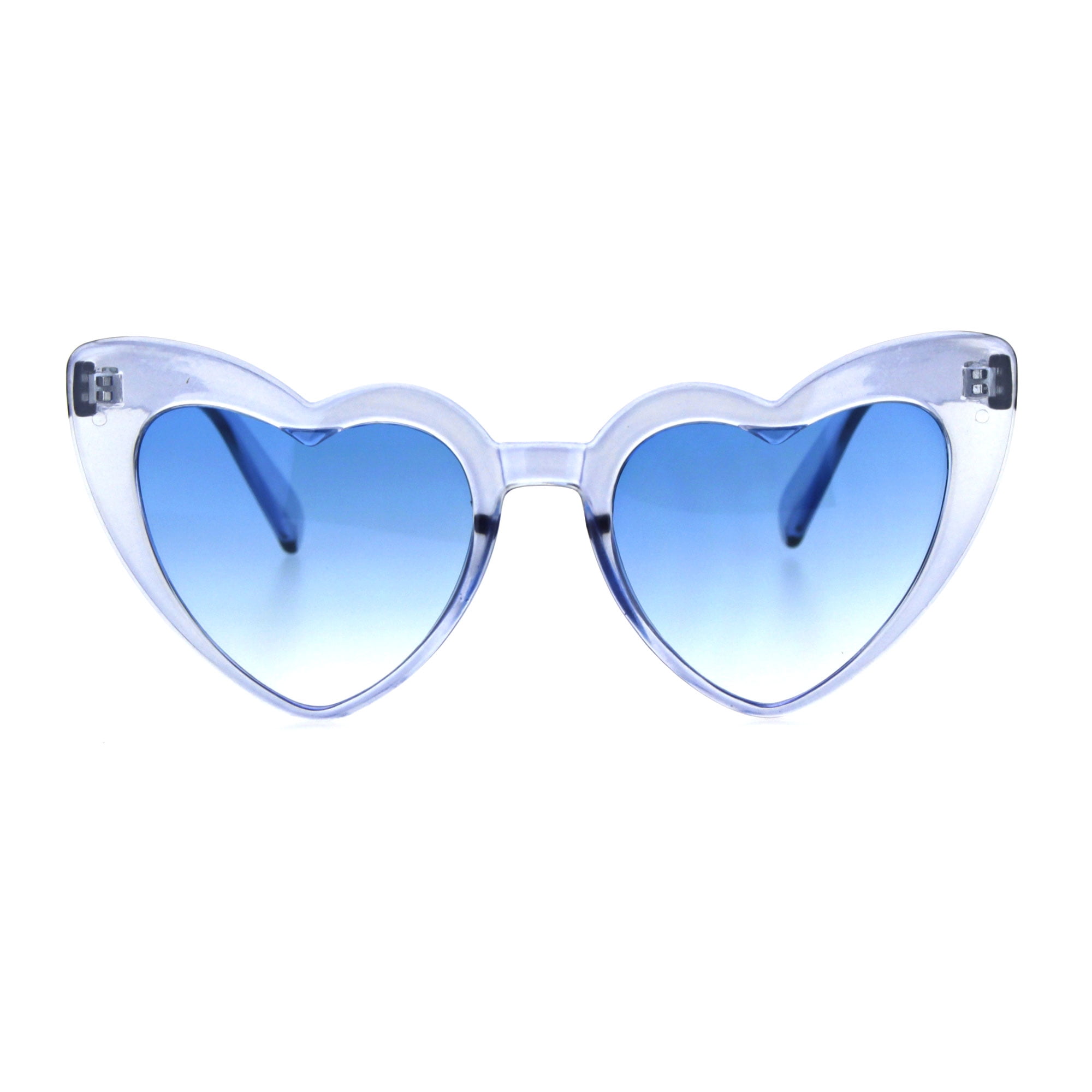 Womens Translucent Heart Shape Valentines Plastic Cat Eye Sunglasses Blue
