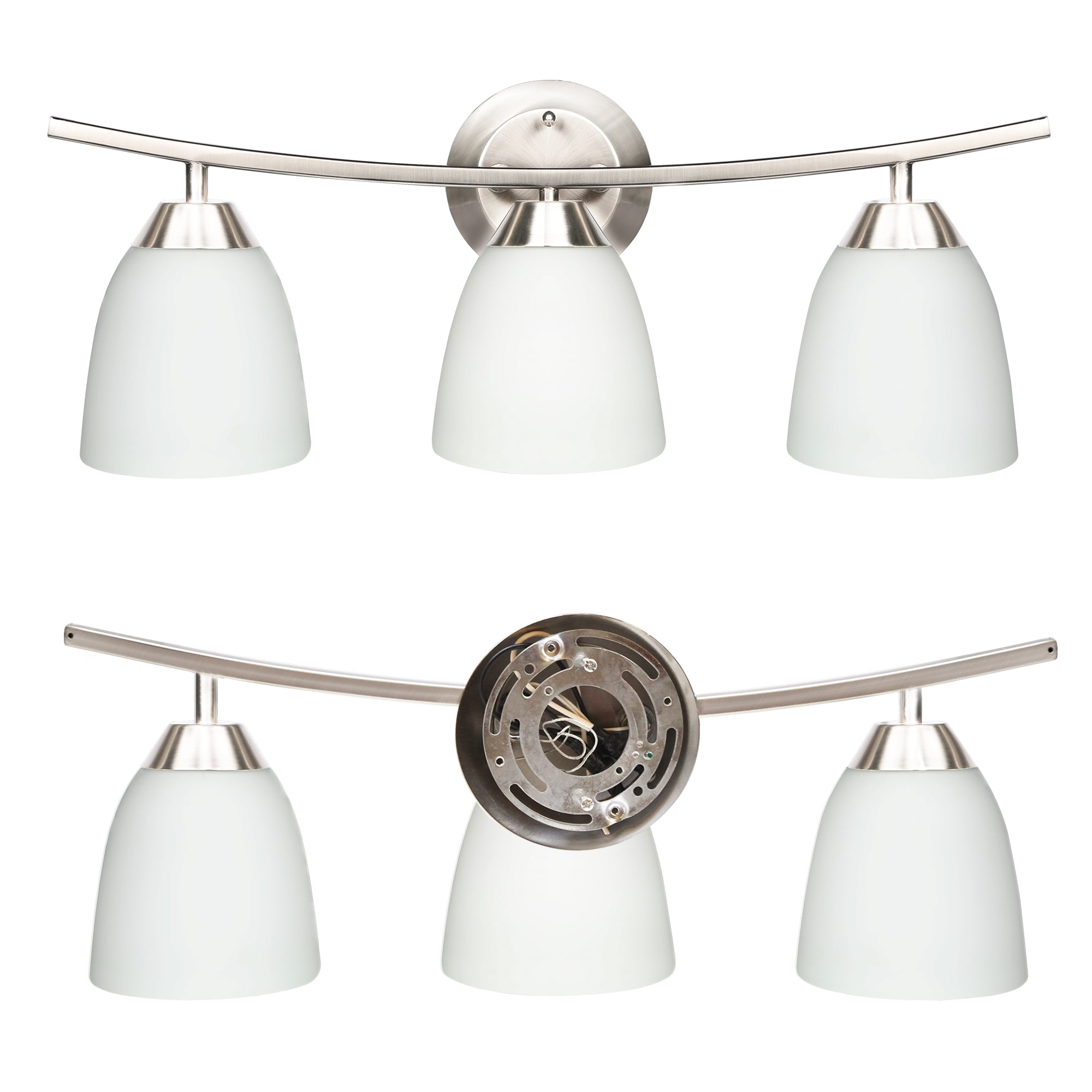 MingBright 3-Light Vanity Light, 22-Inch Wall Sconce Lighting with White Glass Shade, Modern Bathroom Light Fixture for Mirror, Bathroom, Hotel