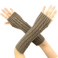 thumbnail image 1 of Guantes sin dedos de punto de cable para mujer Manoplas calentadoras de muñecas para brazos de invierno - Café claro Kuyhfg Bienvenido a Kuyhfg, 1 of 1