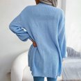 thumbnail image 6 of IROINNID Women's Cardigan Open Front Coat Solid Color Long Sleeve Casual Autumn Winter Pocket Cardigan Sweater Jacket Tops, Blue, 6 of 6