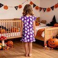 thumbnail image 5 of Leey-World Halloween Toddler Pajamas Girls Cute Halloween Nightgown Dress Flutter Short Sleeves 2-10 Years Soft Casual Dress, 5 of 7