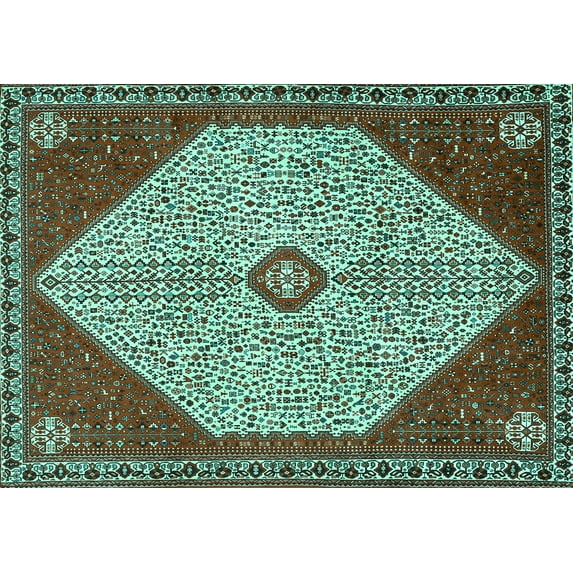 Ahgly Company Indoor Rectangle Persian Turquoise Blue Traditional Area Rugs, 2' x 3'