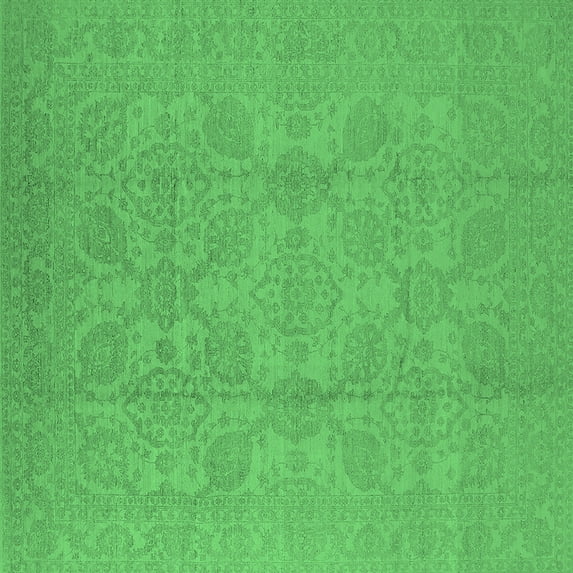 Ahgly Company Indoor Square Oriental Emerald Green Traditional Area Rugs, 3' Square