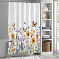 thumbnail image 3 of Watercolor Scenery Fabric Shower Curtain Butterfly Flower Washable Shower Curtains for Bathroom, Waterproof Bath Curtain with Hooks Home Decor 36x72in, 3 of 8