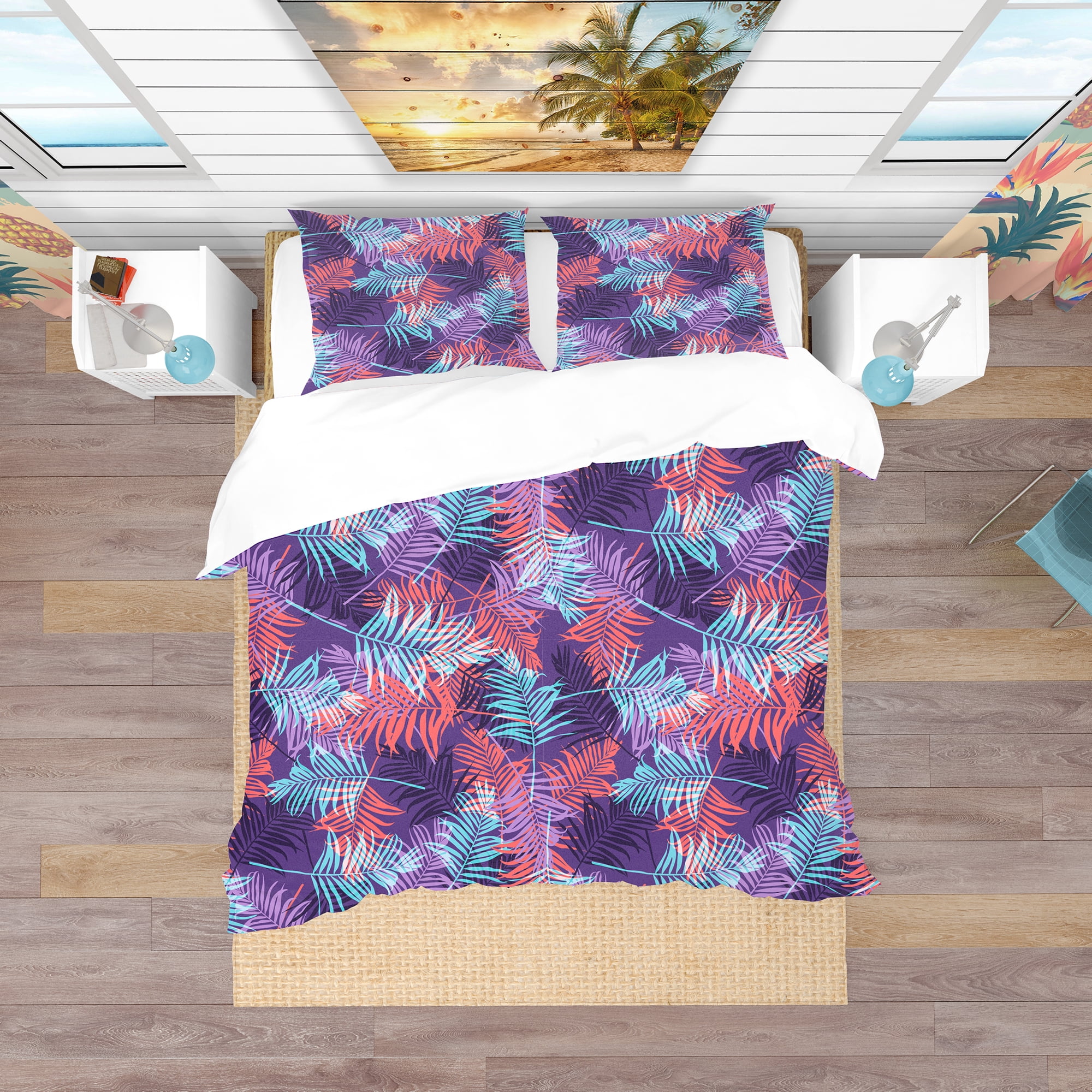 Designart 'Tropical Palm Leaves Pattern' Tropical Duvet Cover Set