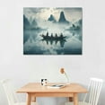 thumbnail image 2 of COMIO  Indigo Canvas Wall Art Misty Mountain Wall Pictures Foggy Lake Boat Canvas Painting Prints Forest Birds Canvas Wall Decor for Living Room Wall Decorations Framed Ready to Hang, 2 of 4