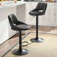 thumbnail image 3 of Art Leon Modern Open Back Barstools, Set of 2, Swivel Adjustable Height PU Leather, Black, 3 of 8