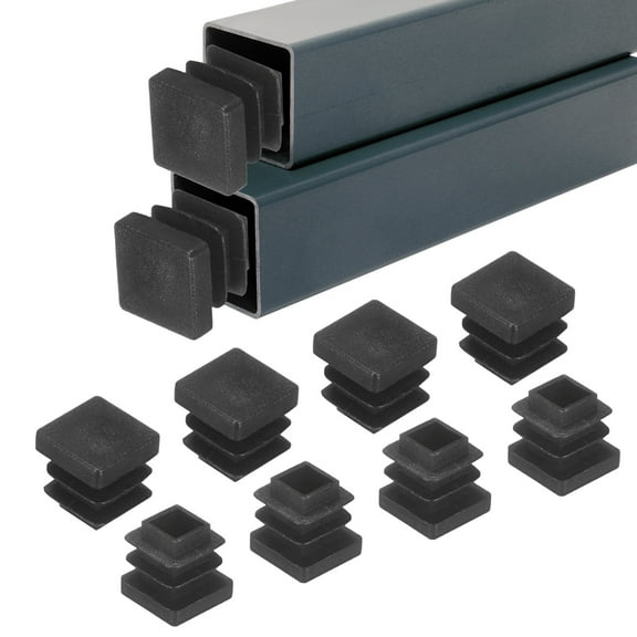 Uxcell 50-Pack Square Tubing End Caps, 0.5Inch/13mm Plastic Tube Plugs for Square Metal Tube/Chair Legs [Black]