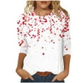 thumbnail image 2 of Luxalzxs Womens Valentine's Day Heart Shirts Summer Valentines Graphic T Shirt Dressy Casual 3/4 Sleeve Tops Tunics, 2 of 5
