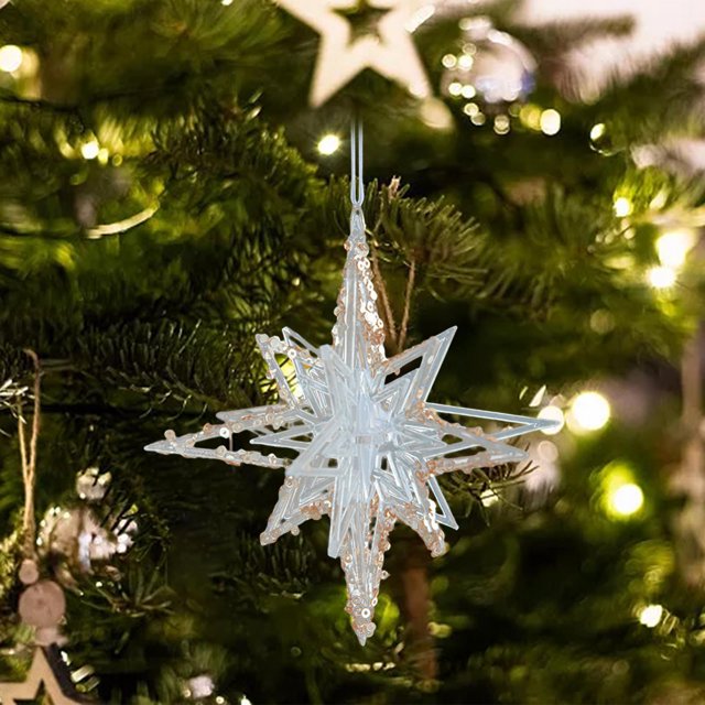 Colgante de Navidad con lentejuelas Perfecl Estrella de ocho ángulos 14 cm x 14 cm
