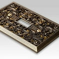 thumbnail image 3 of Amerelle 65TTTAB Filigree Wallplate, 3 Toggle, Cast Metal, Antique Brass, 1-Pack, 3 of 5
