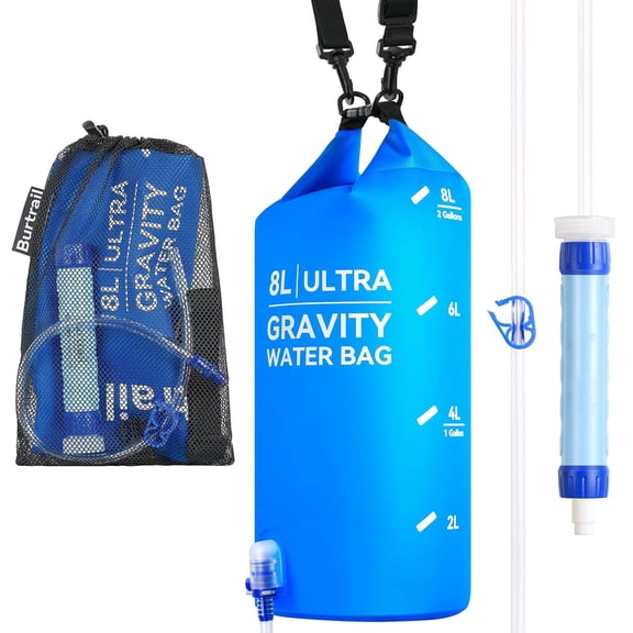 Camping Water Filtration System, Portable Gravity Water Filter for Camping Hiking Backpacking and Emergency Preparedness, BPA-Free