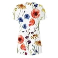 thumbnail image 5 of Wycnly Womens Tops Dressy Casual Side Button Down Slit Fashion Irregular Hem Pullover Tunic Shirts Summer Short Sleeve Round Neck Tops Floral Blouse Orange XL, 5 of 5