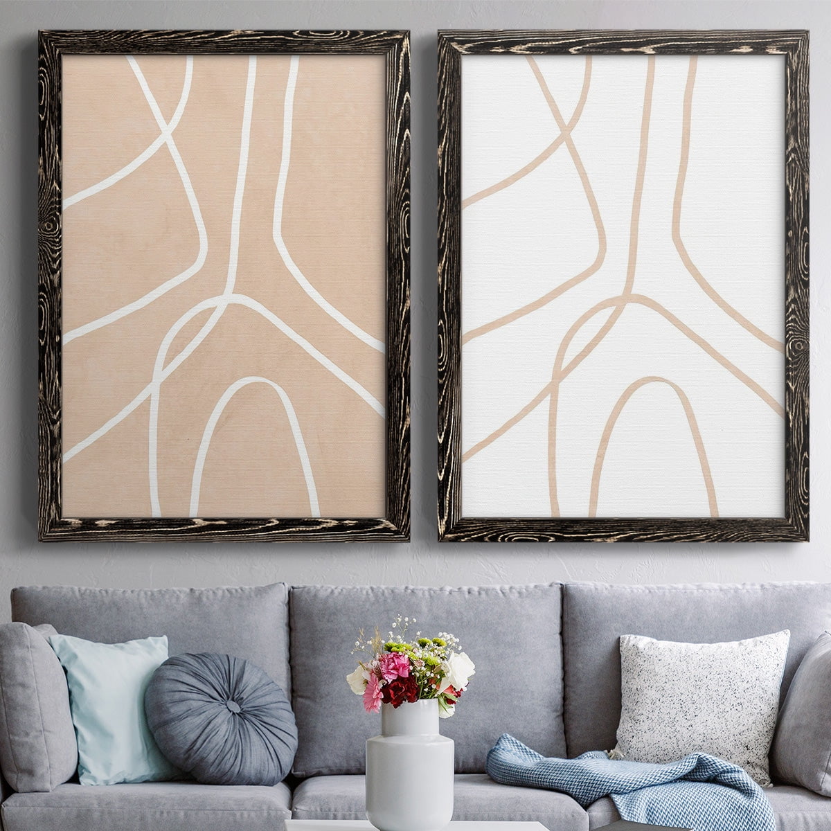 Clean Contour III - Premium Framed Canvas 2 Piece Set - Ready to Hang