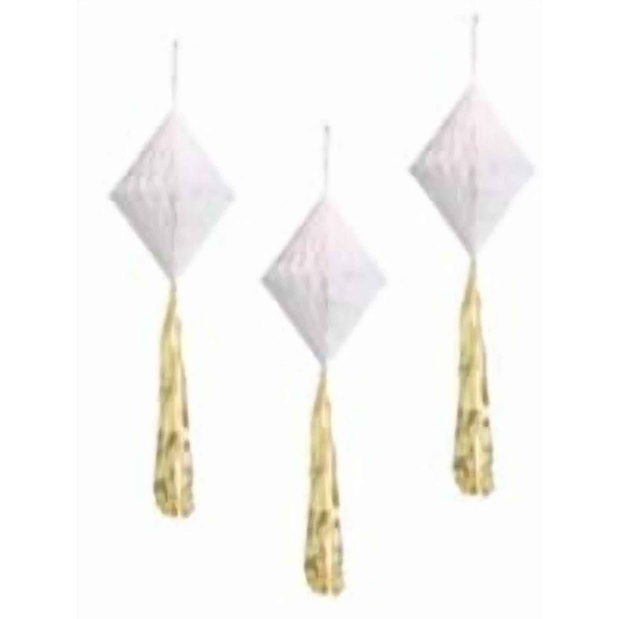 White Honeycomb Diamonds with Tassel Tails, 3 Pieces, by Way To Celebrate