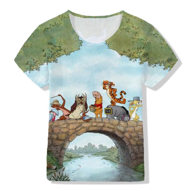 Serie de Disney Winnie The Pooh, novedad de verano, camiseta de dibujos animados para niños, camiseta informal de moda, camiseta rosa para niño y niña, camiseta para bebé Unisex100 Gao Jinjia LED