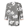 thumbnail image 5 of CYMMPU Flower Pattern 3/4 Sleeve Tunic Tops Boho Blouses for Women Dressy Casual Lace V Neck Spring Tops Loose Fit Summer Trendy Shirts Business Elegant Work Tops T-Shirts Gray XXXL, 5 of 5