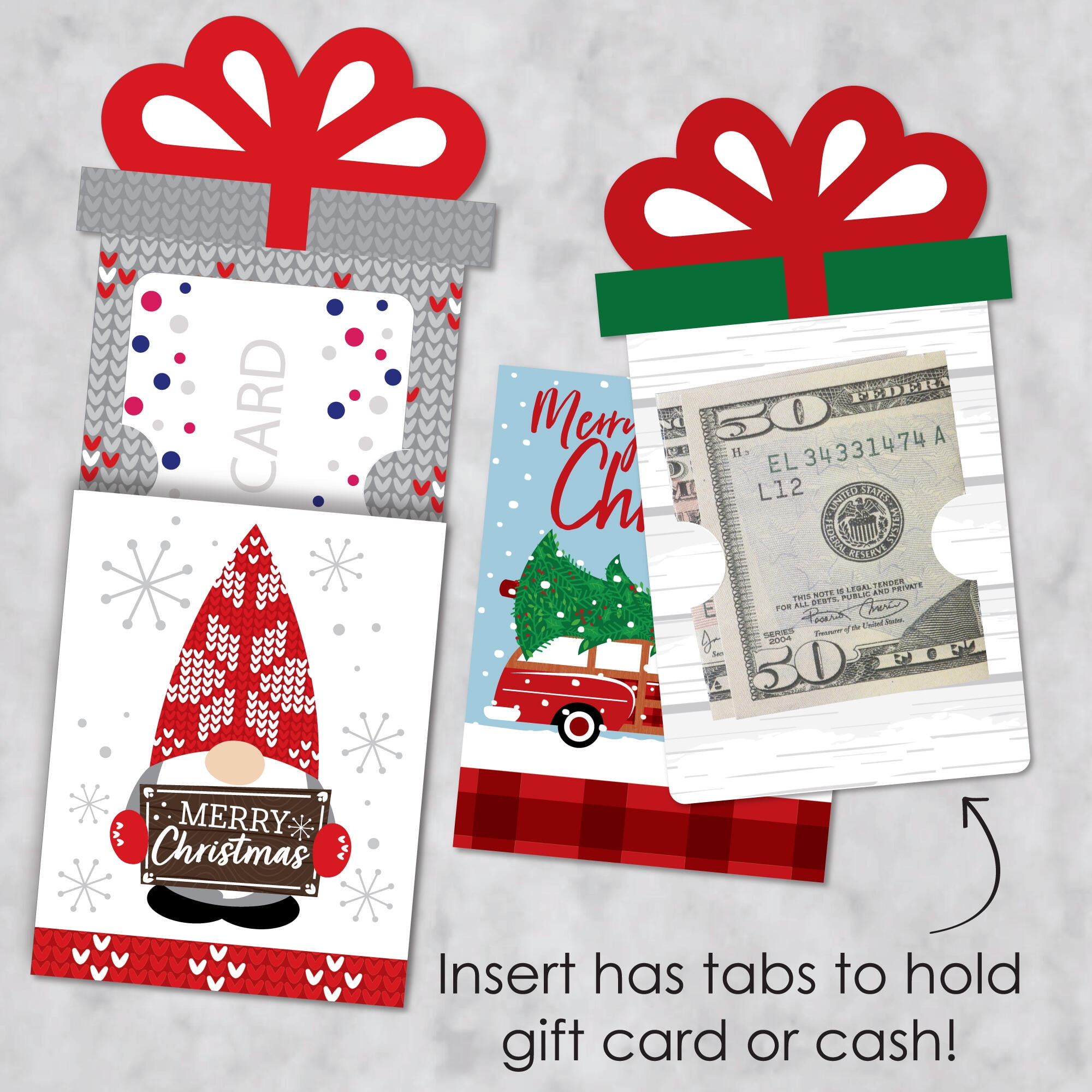Big Dot of Happiness Assorted Red and Green Holiday - Christmas Money and Gift  Card Sleeves - Nifty Gifty Card Holders - 8 Ct 