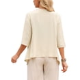 thumbnail image 3 of INSPIRE CHIC Women's Linen Cardigan Summer 2026 3/4 Sleeve Open Front Loose Cover Ups Lightweight Shrug L Beige, 3 of 6