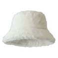 thumbnail image 4 of Soyumi Winter Hats for Women Warm Bucket Hat - Faux Fur Fuzzy Plush Fisherman Cap, Unisex Versatile Design, Comfortable & Cute for Cold Weather, Ski Trips, Casual Streetwear, White, 4 of 5