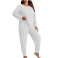 thumbnail image 3 of Women Oversize 2 Piece Loungewear Sevevn Set Long Sleeve Pocket Top Jogger Pants Soft Casual Sleep Outfit Multiple Solid Shades, 3 of 4