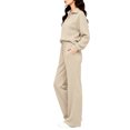 thumbnail image 4 of Women's 2 Piece Lounge Set Quarter Zip Pullover and Wide Leg Pants, Casual Fall Matching Outfit with Drawstring Waist and Pockets Tracksuit, S, 4 of 5