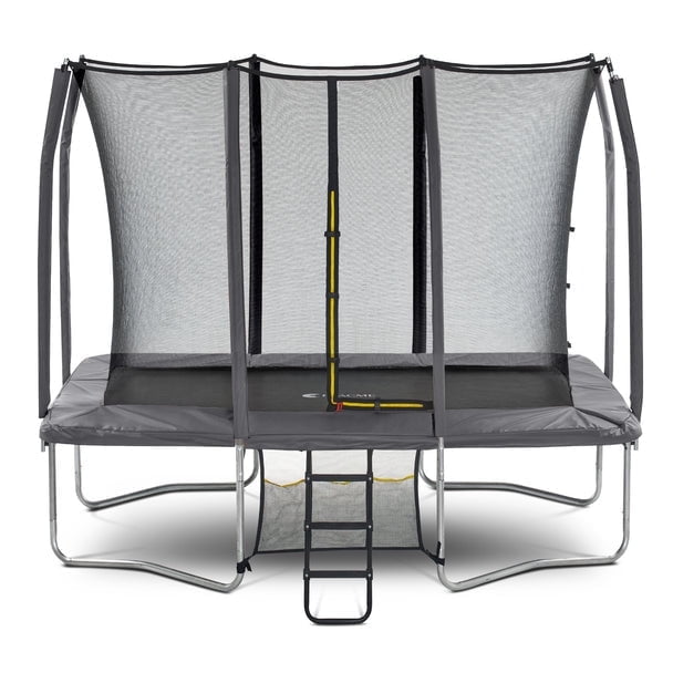 Exacme 8 x 12 FT Outdoor Rectangle Trampoline for Kids, 330lb Capacity Recreational Trampolione with 4 Wind Stakes, Storage Bag, Ladder(Gray)