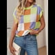 thumbnail image 4 of Suéter de Verano para Mujer, de Punto, con Cuello Redondo, Mangas y Bloques de Color, Color Taro L, 4 of 8