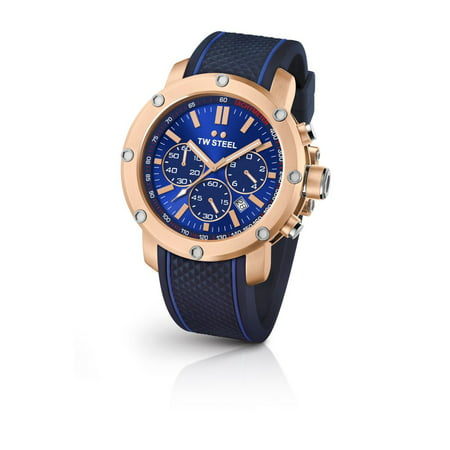TW Steel TS3 with Blue Silicone Band and Rose Gold Case With