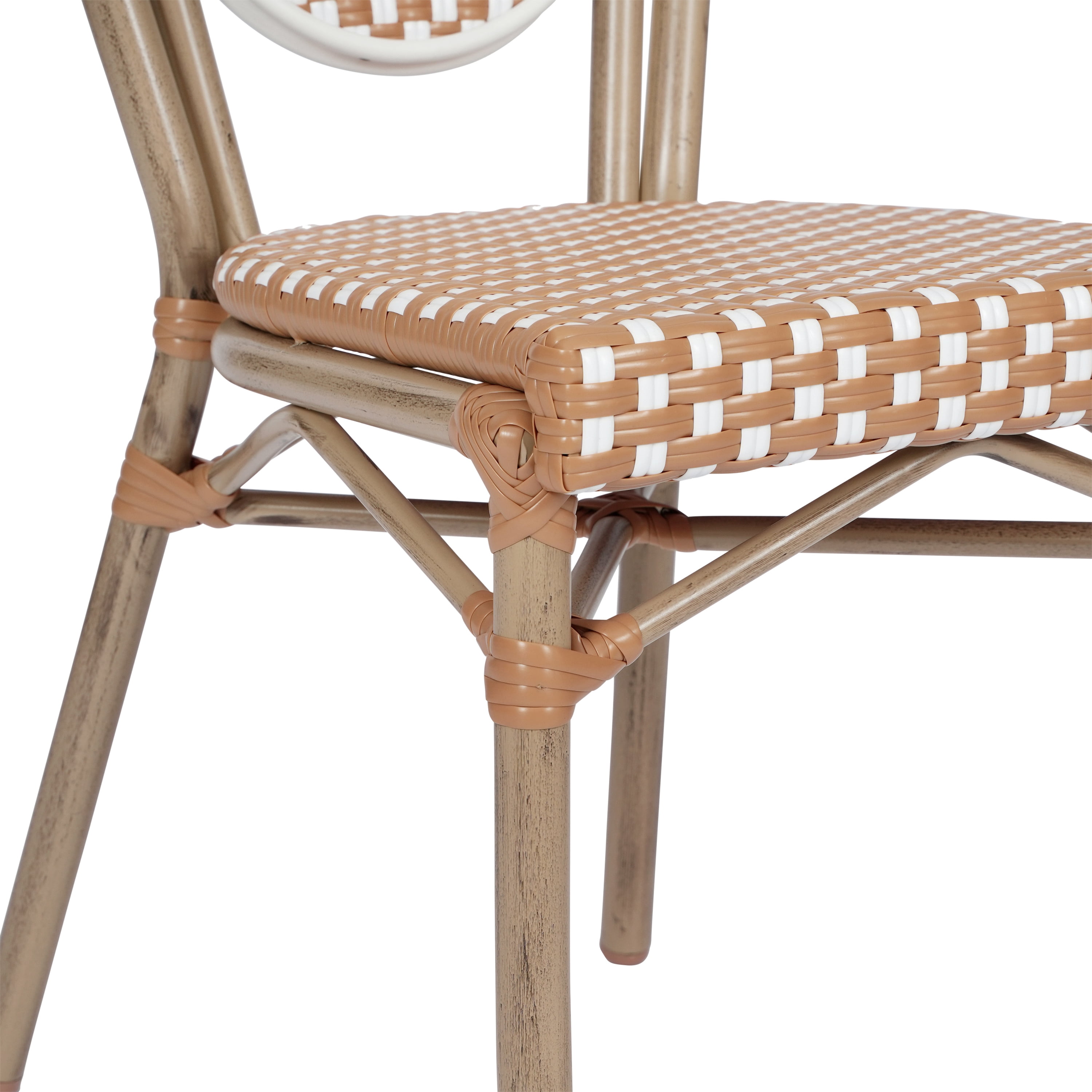 Flash Furniture Lourdes Indoor/Outdoor French Bistro Stacking Chair Natural/White/Light Natural