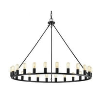 24-light Wagon Wheel Chandelier - 48-inch - Matte Black