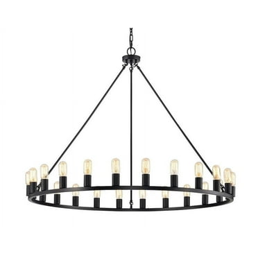 24-light Wagon Wheel Chandelier - 48-inch - Matte Black