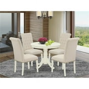 East West Furniture Dining Room Set Linen White, ANBR5-LWH-02