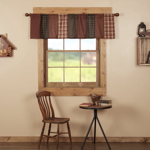 VHC Brands, Beckham, Cotton, 16x60, Patchwork Valance, Red