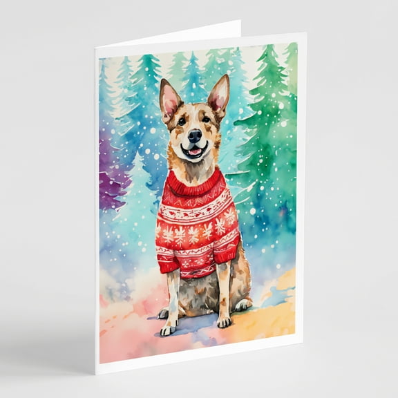 Australian Cattle Dog Christmas Greeting Cards Pack of 8 7 in x 5 in