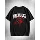 thumbnail image 1 of Men's Casual "Reckless" Spider Graphic Short Sleeve T-Shirt - Polyester Fabric, Crew Neck, Hand Wash/Dry Clean, 1 of 5